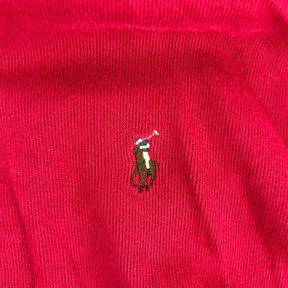 Polo Ralph Lauren Mens Red Cotton Estate‎ Rib Quarter Zip Pullover Sweatshirt XL